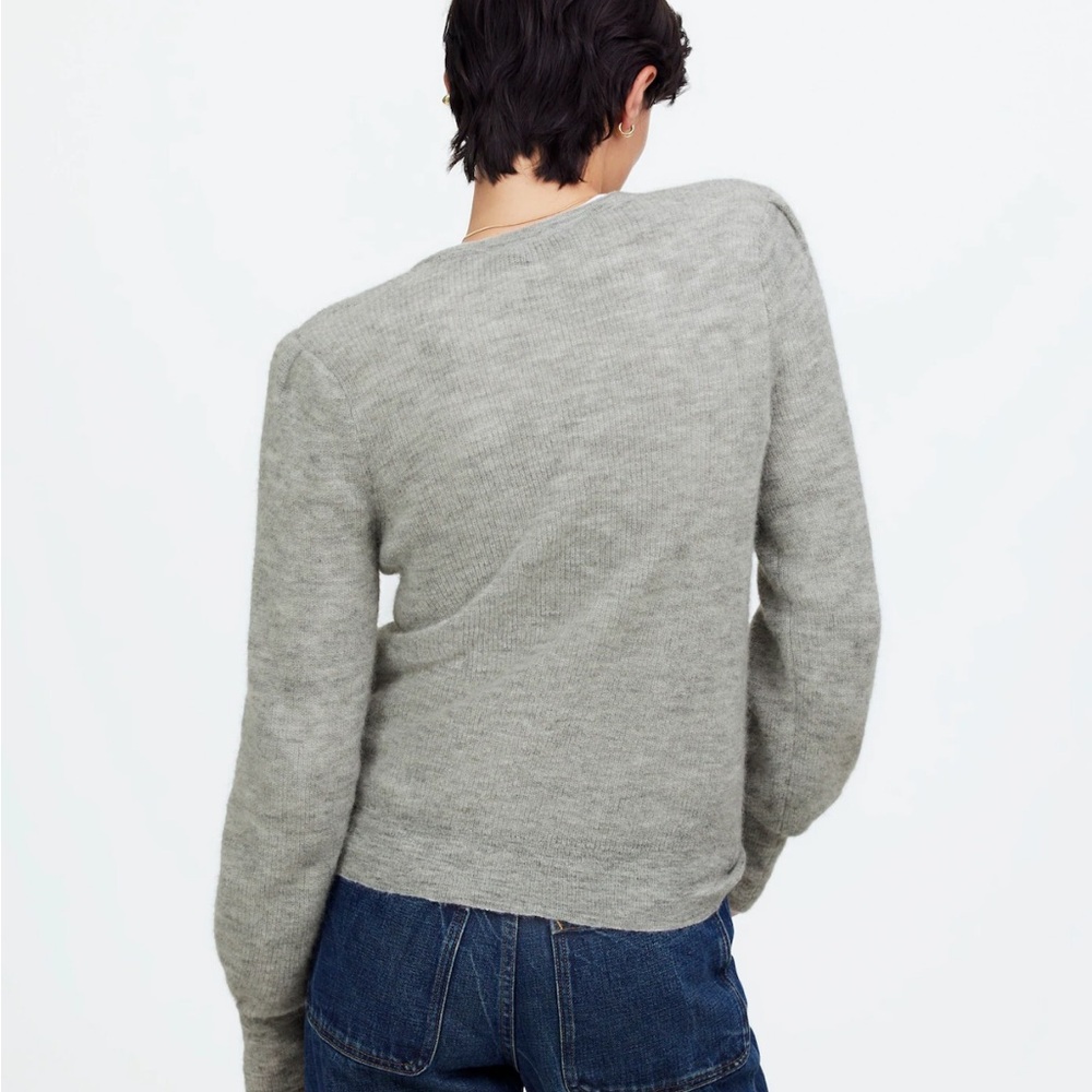 Madewell Alpaca Blend Deep V-Neck Gray Sweater sz medium - Picture 3 of 9